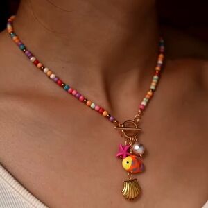 Beaded choker starfish fish Conch necklace